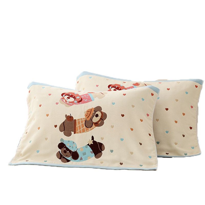 八层纯棉纱布枕巾全棉一对高档防螨抗菌a类卡通牛奶泡芙枕头垫巾,淘宝优惠券,粉丝福利购,淘宝优惠卷