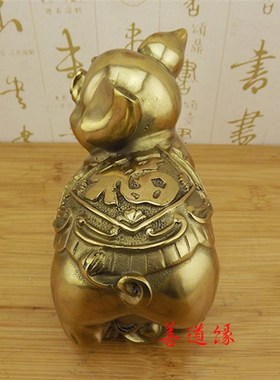 纯铜猪摆件黄铜招财纳福猪发财猪福猪生肖猪铜猪金钱猪工艺品摆设