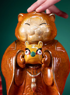 朱炳仁铜 虎将之福爷 家居工艺品 装饰品 客厅摆件办公桌虎年摆件