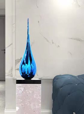 酒店大堂吊装水滴雕塑电镀挂饰商业中心样板间饰品装置玻璃钢摆件