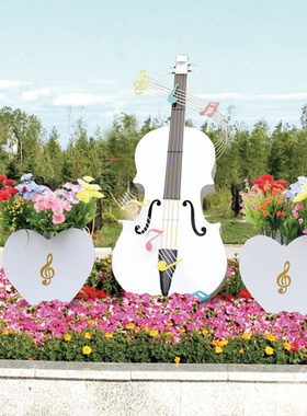 2020金属大提琴摆件户外园林婚庆公园装饰销售楼别墅花园装饰品