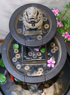 新中式流水摆件室内客厅电视柜旁循环水喷泉落地新居开业招财景观