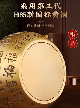 纯黄铜百福葫芦摆件空心开口开盖铜福葫芦家居客厅玄关五帝钱摆件