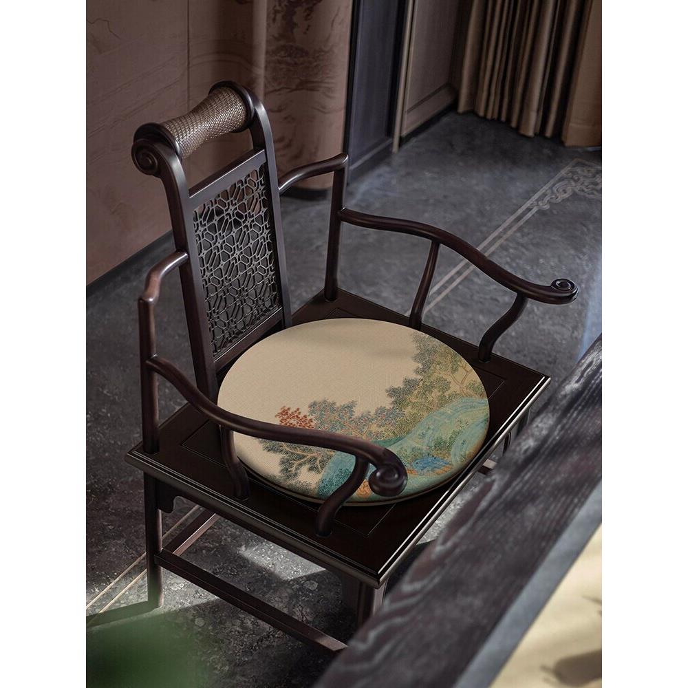 New Chinese style landscape cushion tea room living room armchair seat cushion tea house sofa futon bay window dining chair butt cushion non-slip