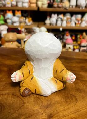 “瑜伽猫”小猫摆件手工木雕可爱猫咪桌面小摆件
