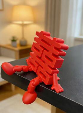 新年装饰福字摆件客厅玄关桌面摆件2026马年过年春节智能门锁装饰