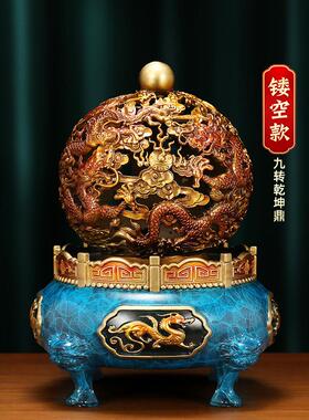 像水一样好九转干坤三脚架铜摆件中国风龙纹三脚架聚宝盆书房装修