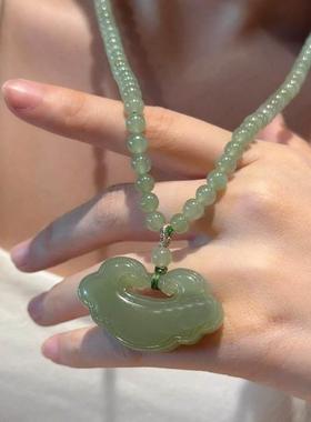 新款平安锁项炼天然玛瑙如意锁吊坠骨炼吊坠闺蜜中式简约颈饰礼物