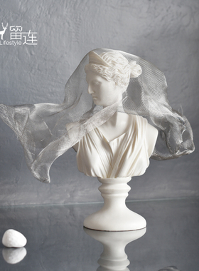 面纱少女雕像北欧轻奢家居软装饰品样板房间橱窗创意艺术雕塑摆件