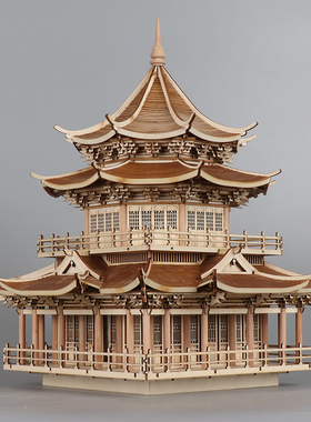 新中式创意八角塔古建筑凉亭茶室客厅书柜玄关酒柜软装饰品摆件