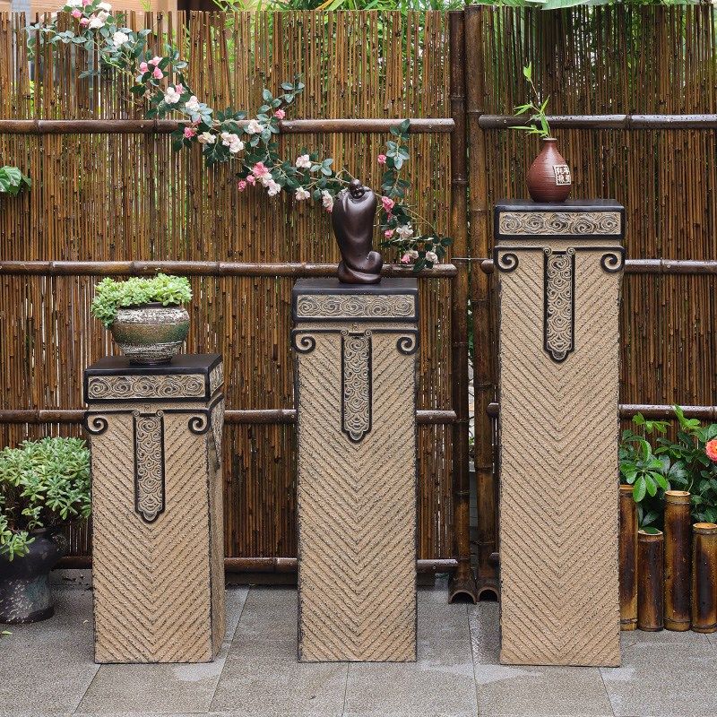 新中式禅意仿古祥云展示柱落地摆件栓马柱家居客厅玄关装饰品底座,淘宝优惠券,粉丝福利购,淘宝优惠卷