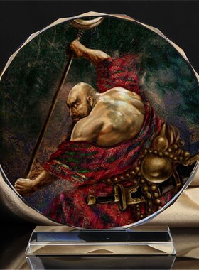 水浒传好汉鲁智深/李逵画像珍藏礼品水晶摆件工艺品书房装饰摆设