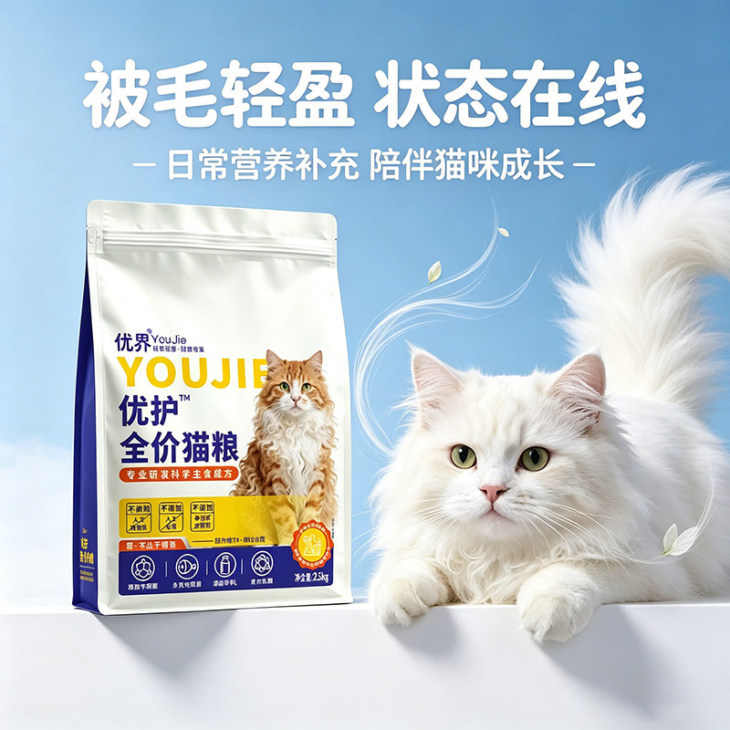 优界猫粮全价主食猫粮2.5kg幼猫成猫粮全阶段通用营养美毛护肠胃