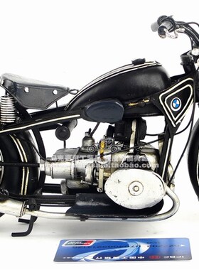 复古铁艺摩托车模型摆设桌面装饰品宝马R32摩托车铁皮创意装饰