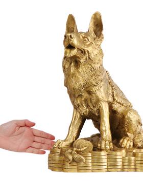 杨铜记 铜金钱狼狗摆件 铜狗 家居装饰摆设 铜金钱狼狗