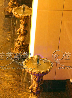 欧式人物玻璃钢花盆摆件客厅户外庭院花园落地摆设小天使流水喷泉