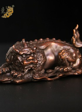 真古意 铜车载生肖牛虎蛇马摆件麒麟谛听梅花鹿装饰品随身工艺品