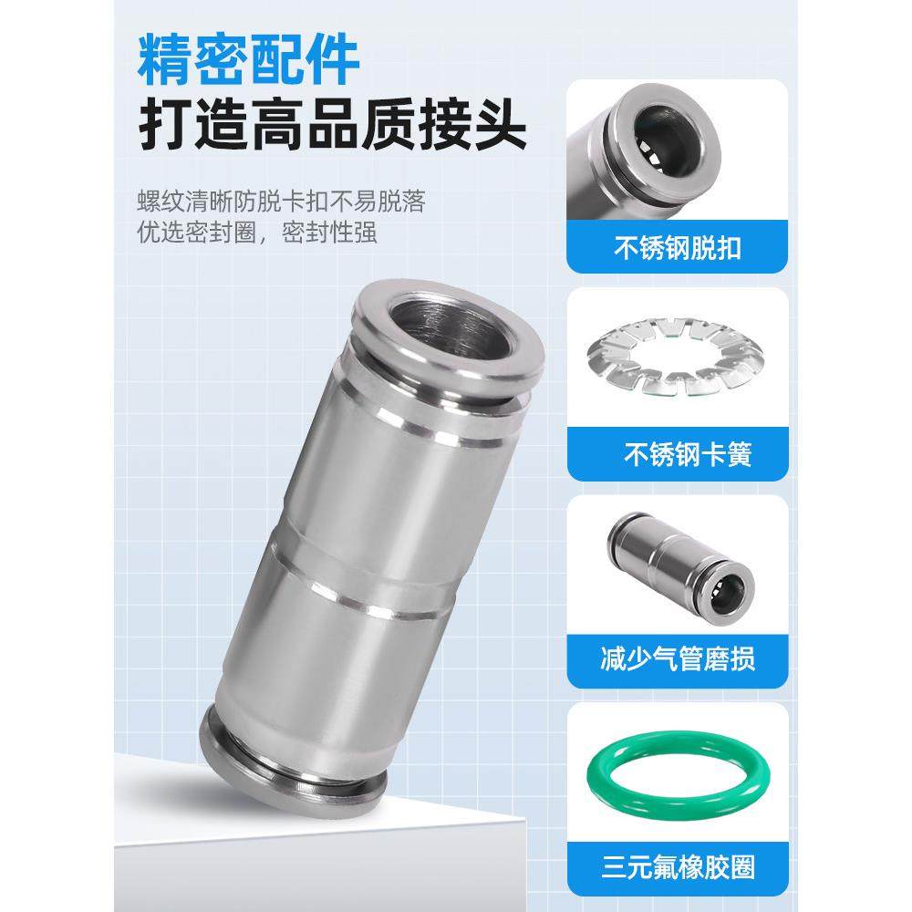304不锈钢PU-4气动气管接头PG10-6变径PE快速PW三通12-8快插自锁,淘宝优惠券,粉丝福利购,淘宝优惠卷