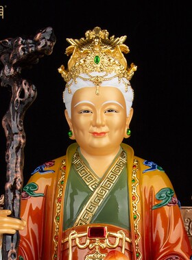 泰山奶奶碧霞元君纯铜供奉摆件