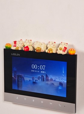 开门大橘招财猫入户可视门铃装饰摆件对讲电话边框遮挡美化小饰品