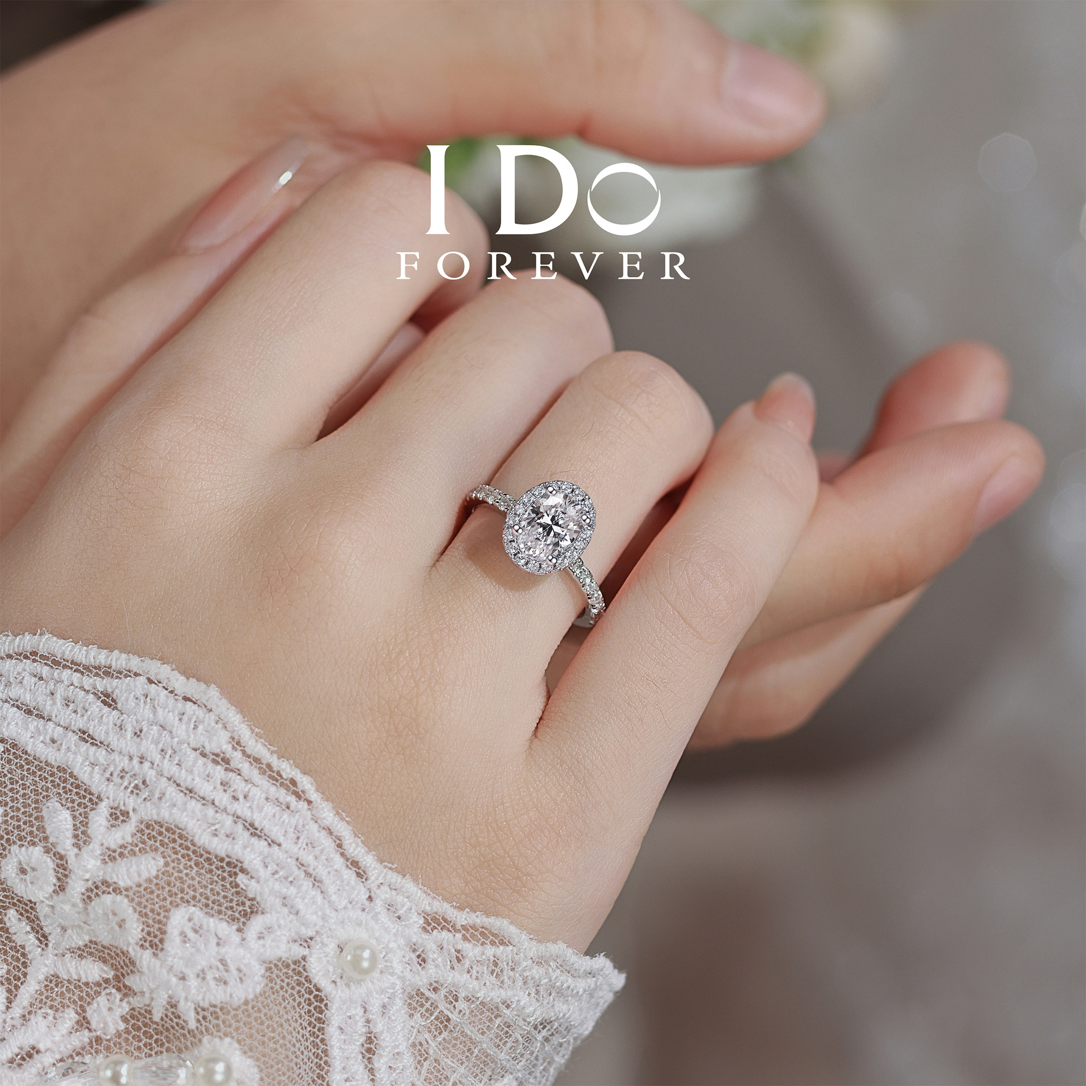IDO Forever cultured diamond pigeon egg diamond ring