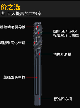 M2氮化机用丝锥先端螺旋丝锥丝攻M2-M30涂层氮化丝锥攻丝攻牙