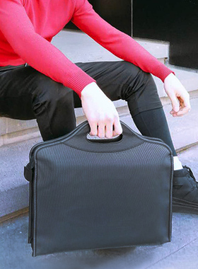 杰利 牛津布手提文件袋A4帆布防水拉链公文包男女士资料会议袋专