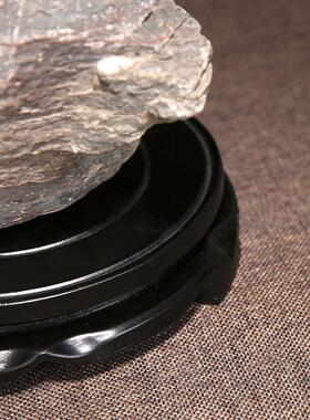 亚光漆木质圆形花瓶木制底托鱼缸花盆奇石玉器装饰托盘酒坛架底座