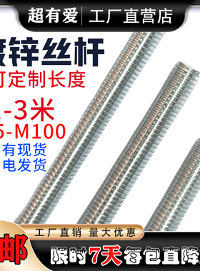 镀锌国标螺杆丝杆牙条悬吊式天花板丝杠全牙螺纹杆一米三米M6M8M1