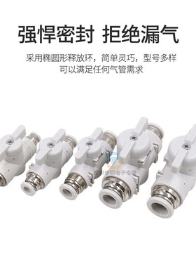 气动手阀手动阀BUC-4/6 8/10快速插气管接头球阀门开关管道阀12mm