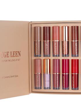 12Pcs Matte Shimmer Lip Gloss Set 欧美风唇釉套装 持久不沾杯