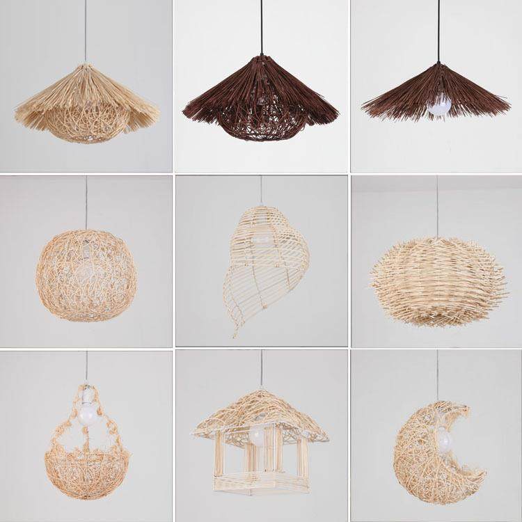 复古藤编草帽吊灯藤艺圆形鸟巢中式田园饭店餐厅农家乐民宿草帽灯,淘宝优惠券,粉丝福利购,淘宝优惠卷
