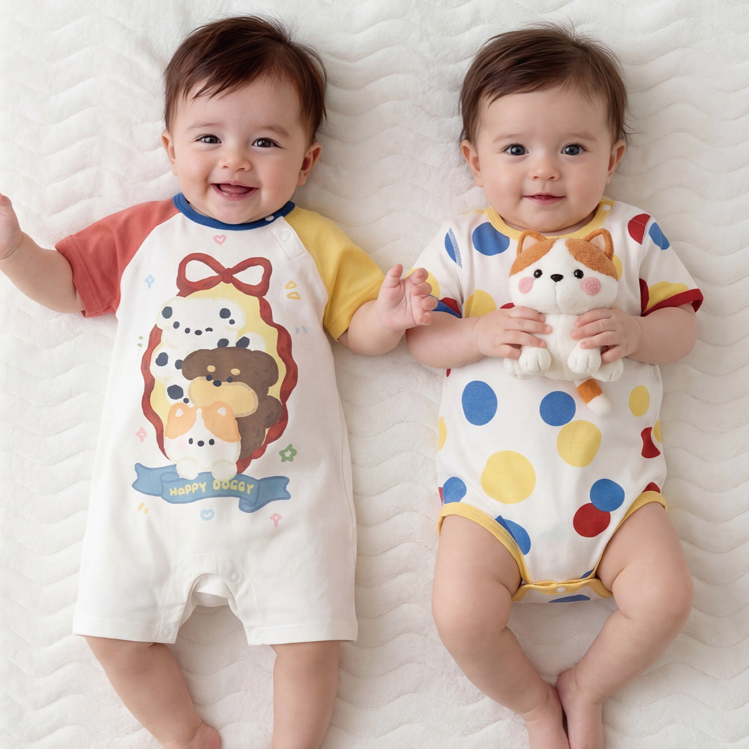 WHYLOOK 冰氧棉男女宝宝衣服夏季婴儿连体衣薄款短袖柔软哈衣爬服