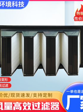 耐高温高效过滤器铝合金有隔板无隔板亚高效W型食品级空气过滤网