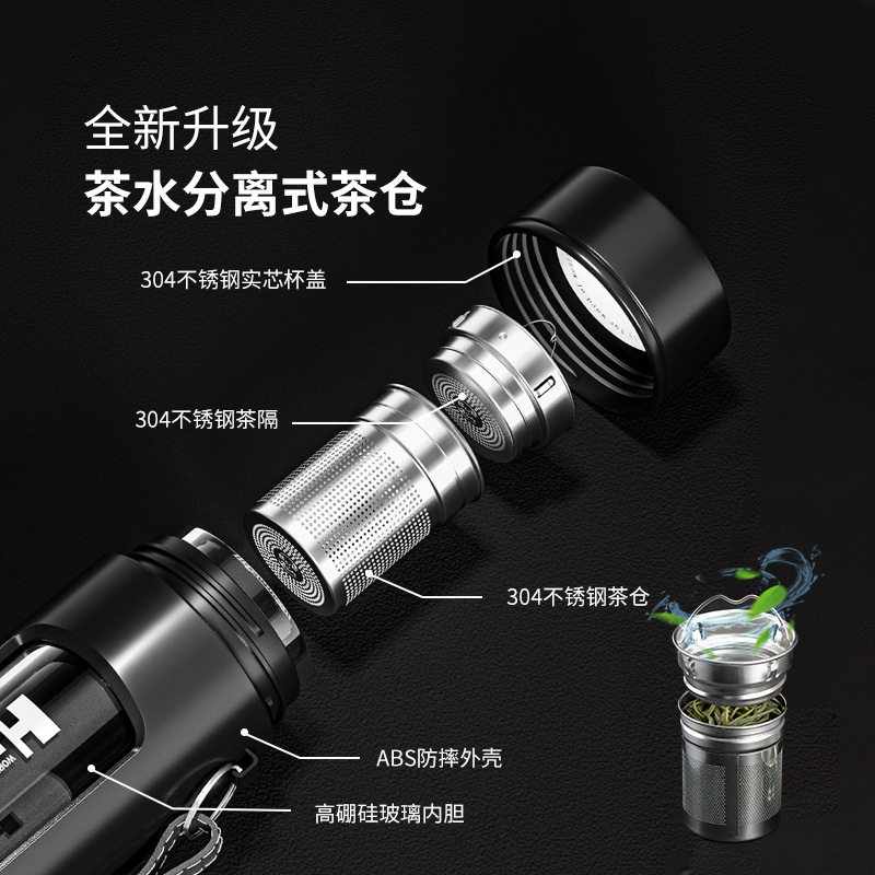 「次日达」专属玻璃杯男高档茶水分离抗菌泡茶杯办公室双层隔热水,淘宝优惠券,粉丝福利购,淘宝优惠卷