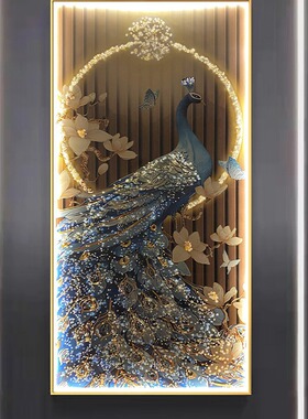 新中式玄关画高级感过道画入户走廊过道装饰灯光画装饰挂画正对门