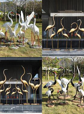 仿真仙鹤摆件户外玻璃钢白鹭鸟类雕塑园林庭院小区水池景观装饰品
