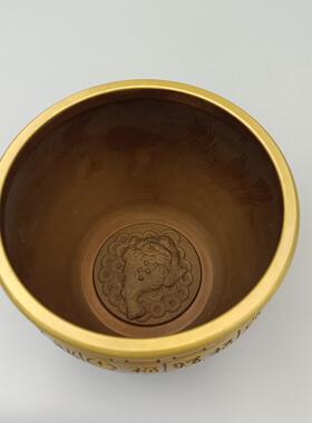 古玩铜器收藏铜摆件 福字花纹铜缸中号 家居装饰创意礼品工艺品