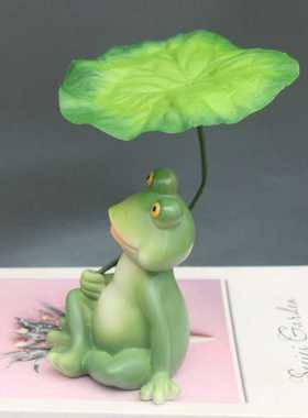 撑伞青蛙摆件阳台庭院花园鱼缸布置装饰摆件创意仿真动物造景摆设