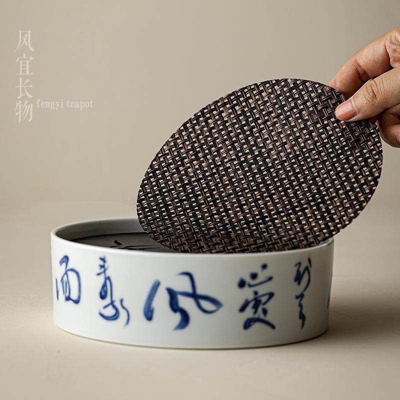 仿古胎诗文壶承陶瓷干泡储水茶盘功夫茶具茶承家用养壶托盘干泡台,淘宝优惠券,粉丝福利购,淘宝优惠卷