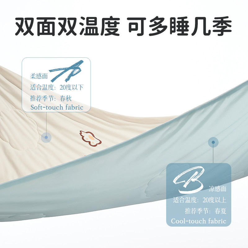 晚棉棉a类夏凉被婴儿童宝宝夏天凉感冰丝幼儿园空调小被子可机洗