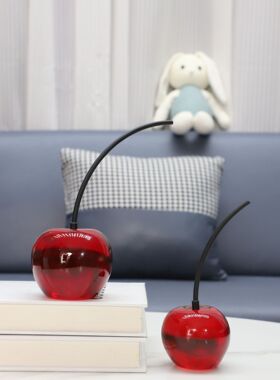 现代创意小樱桃水果摆件样板房售楼部卧室书房客厅桌面家居装饰品