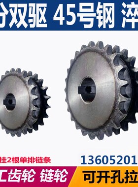 5分双驱链轮成品孔挂两根单排链条10齿到25齿现货速发45号钢淬火