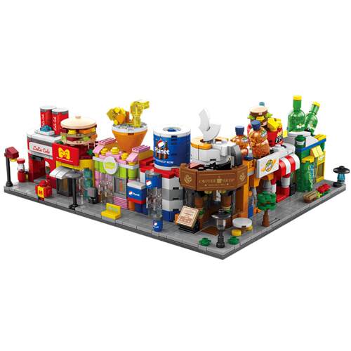 积木街景儿童益智拼装玩具男孩商店拼图建筑模型房子礼物 - 图2