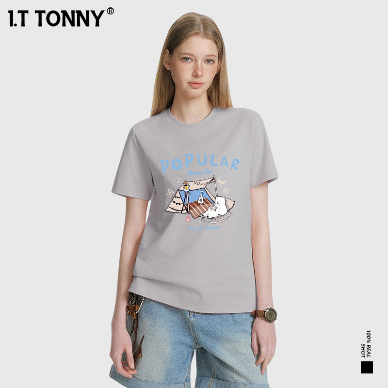潮牌I.T TONNY官方小众印花新品动漫T恤情侣短袖上衣情侣款JW