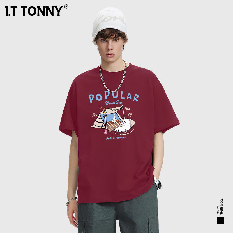 潮牌I.T TONNY官方小众印花新品动漫T恤情侣短袖上衣情侣款JW