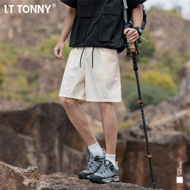 潮牌I.T TONNY工装短裤男夏季宽松直筒潮流纯色百搭青年休闲短裤