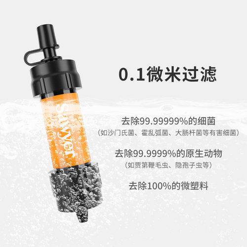 Sawyer索耶迷你净水过滤器便携避险户外净水饮用水橘色SP103 - 图0