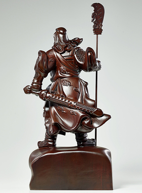 黑檀木雕关公关二爷摆件实木武财神佛像家用供奉神像武圣开业礼品