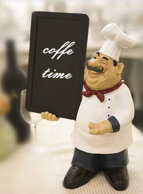 欧式厨师留言板欢迎牌摆件树脂工艺创意家居西餐厅面包装饰品摆设